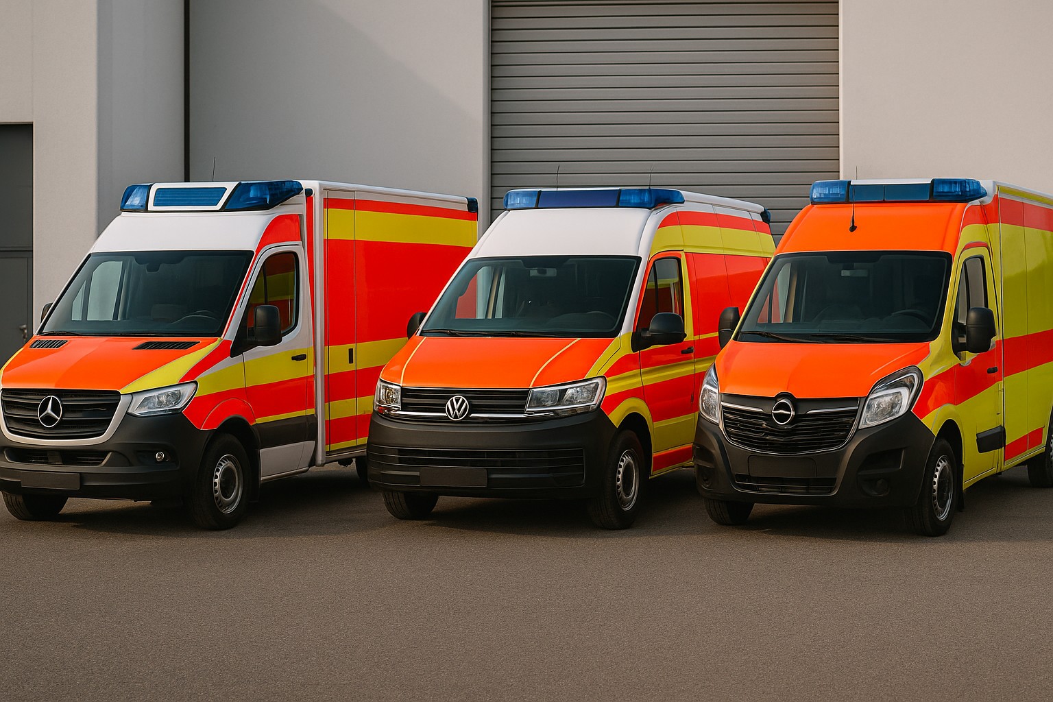 Ambulanzfahrzeuge von Mercedes, VW, Ford & Opel in realistischer Darstellung – ideal für Ankauf, Verkauf oder Fuhrparkpräsentation.