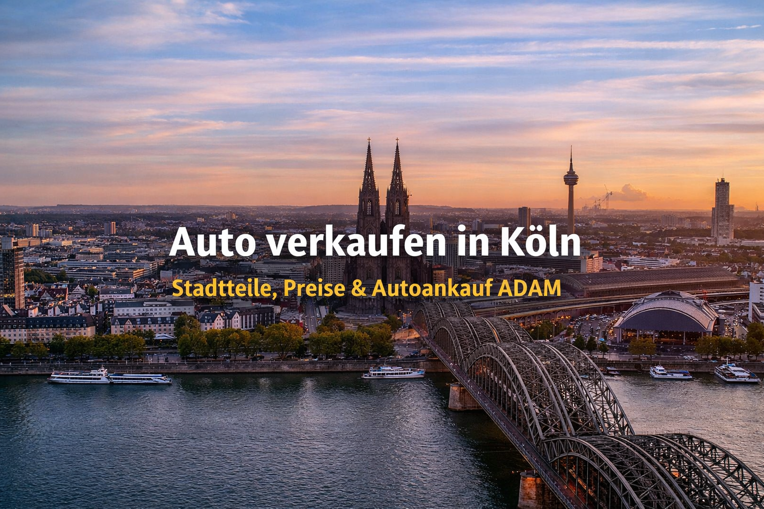 Panoramablick über Köln mit Dom und Rhein – Auto verkaufen in Köln, Stadtteile, Preise & Autoankauf ADAM
