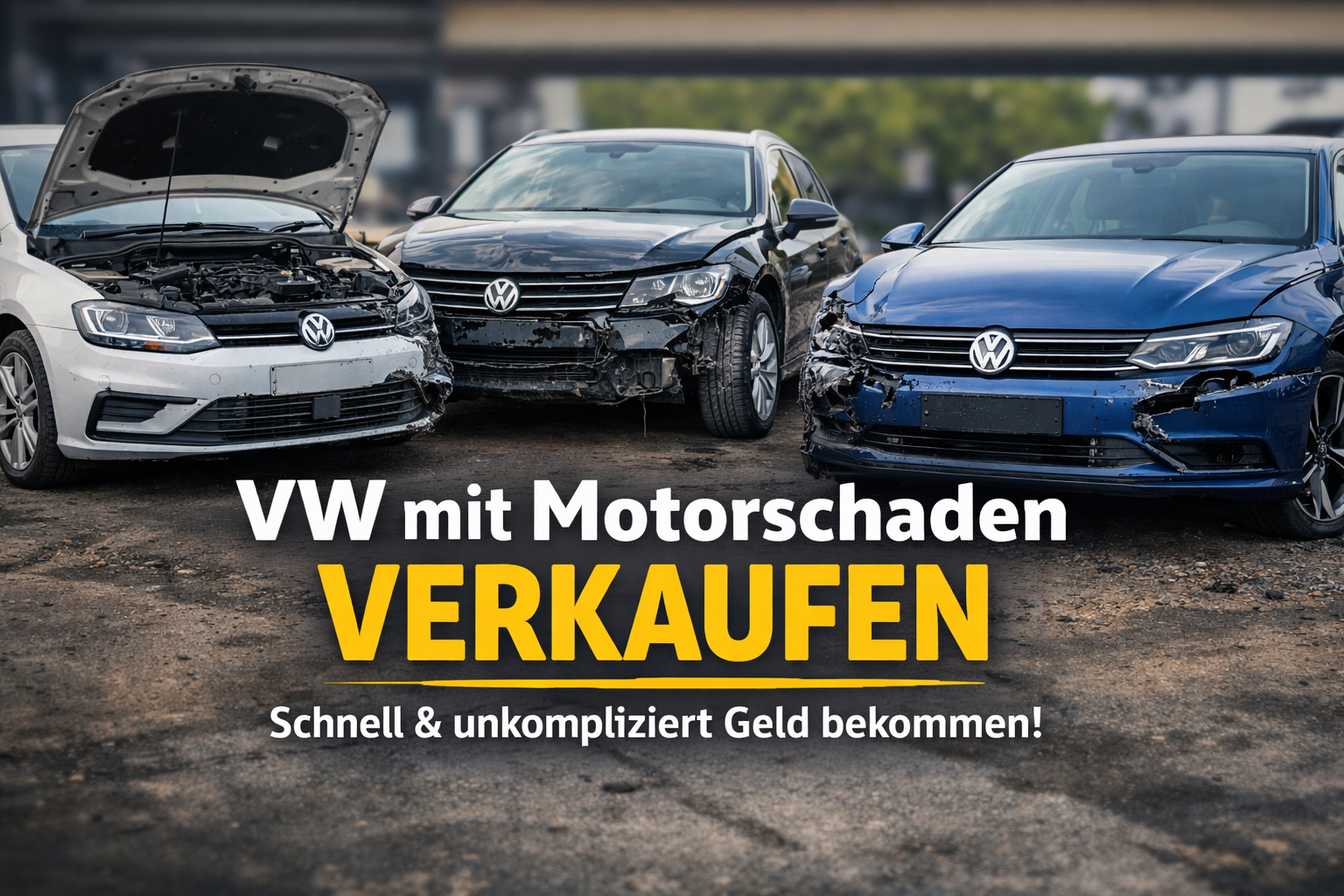 VW mit Motorschaden verkaufen. Beschädigte Volkswagen Fahrzeuge im Ankauf.