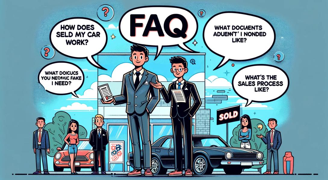 Das Bild repräsentiert eine Illustration der FAQ Kategorie Allgemeine Fragen zum Autoankauf