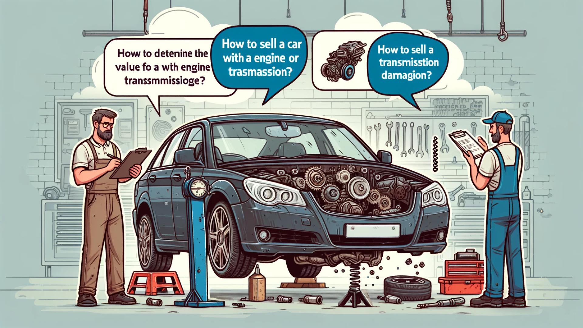 Das Bild repräsentiert eine Illustration der FAQ Kategorie Auto mit Motor- und Getriebeschaden verkaufen