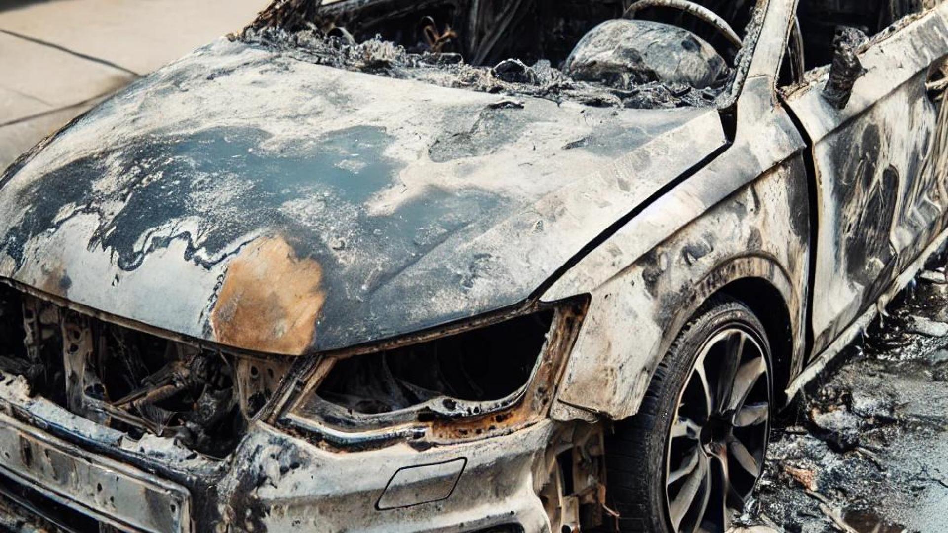 Das Bild vom Fahrzeug mit Brandschaden