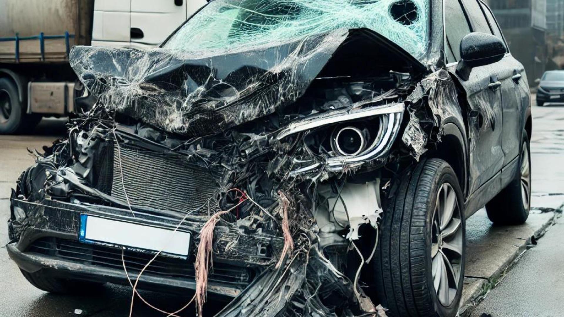 Das Bild vom Fahrzeug mit Frontschaden