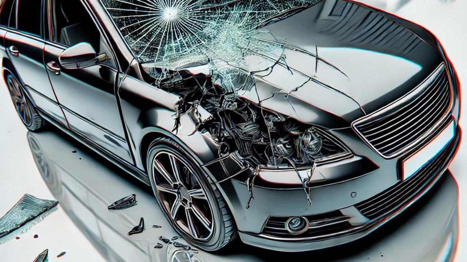 Das Bild vom Fahrzeug mit Glasschaden