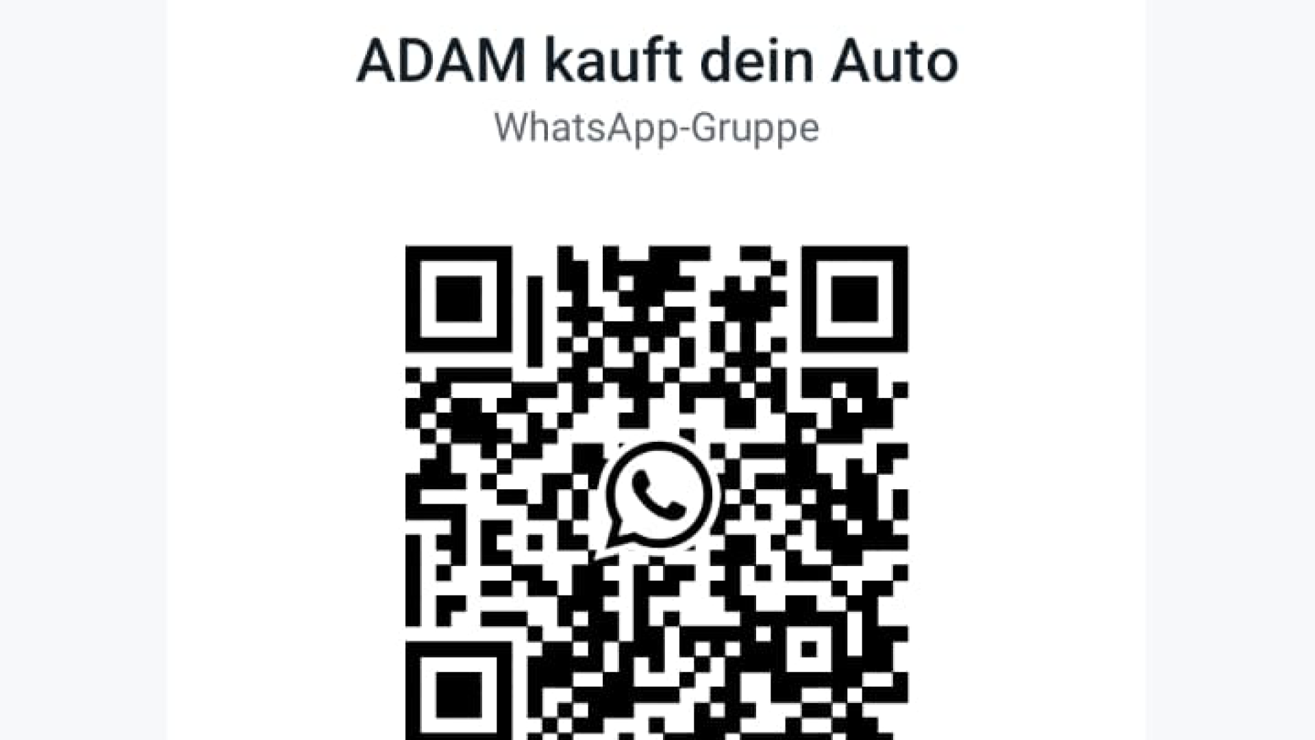 QR Code Autoankauf ADAM Whatsapp Gruppe