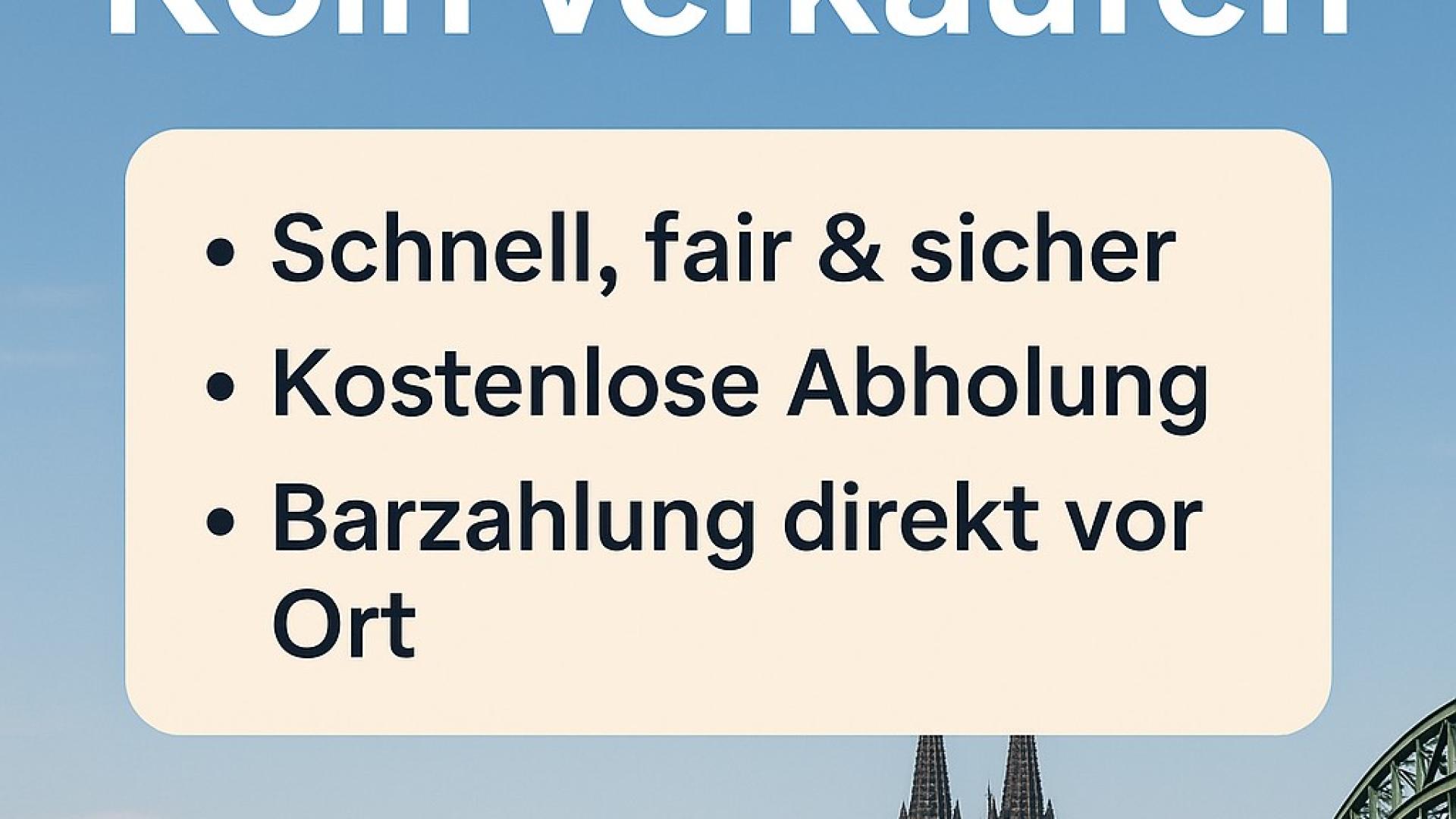 Digitales Werbebild: Unfallauto in Köln verkaufen mit Autoankauf ADAM – schnell, fair & sicher, kostenlose Abholung, Barzahlung vor Ort.