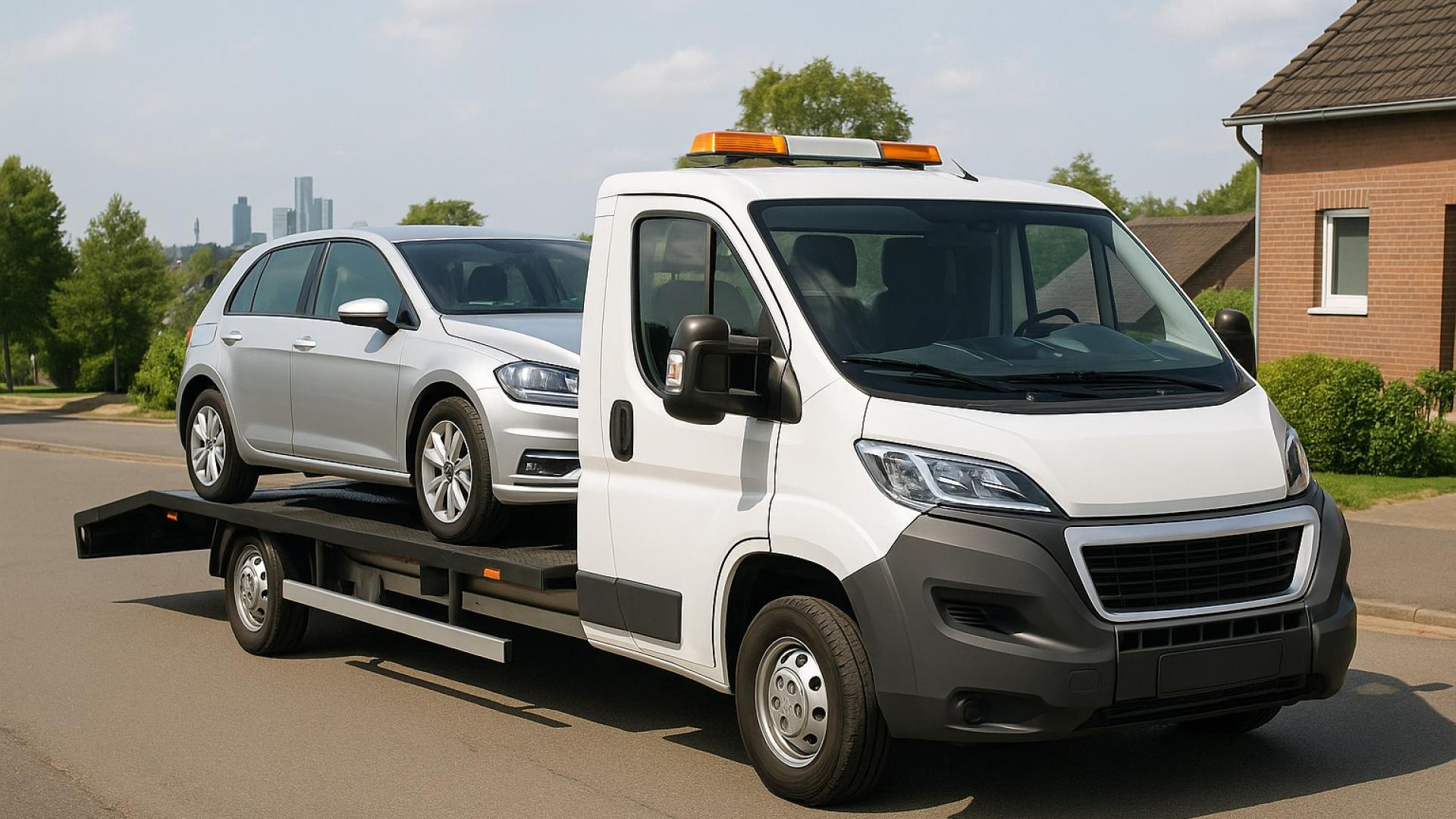 Abschleppwagen transportiert Auto ohne TÜV in Dortmund – schneller Autoankauf & Abholung durch Autoankauf ADAM.