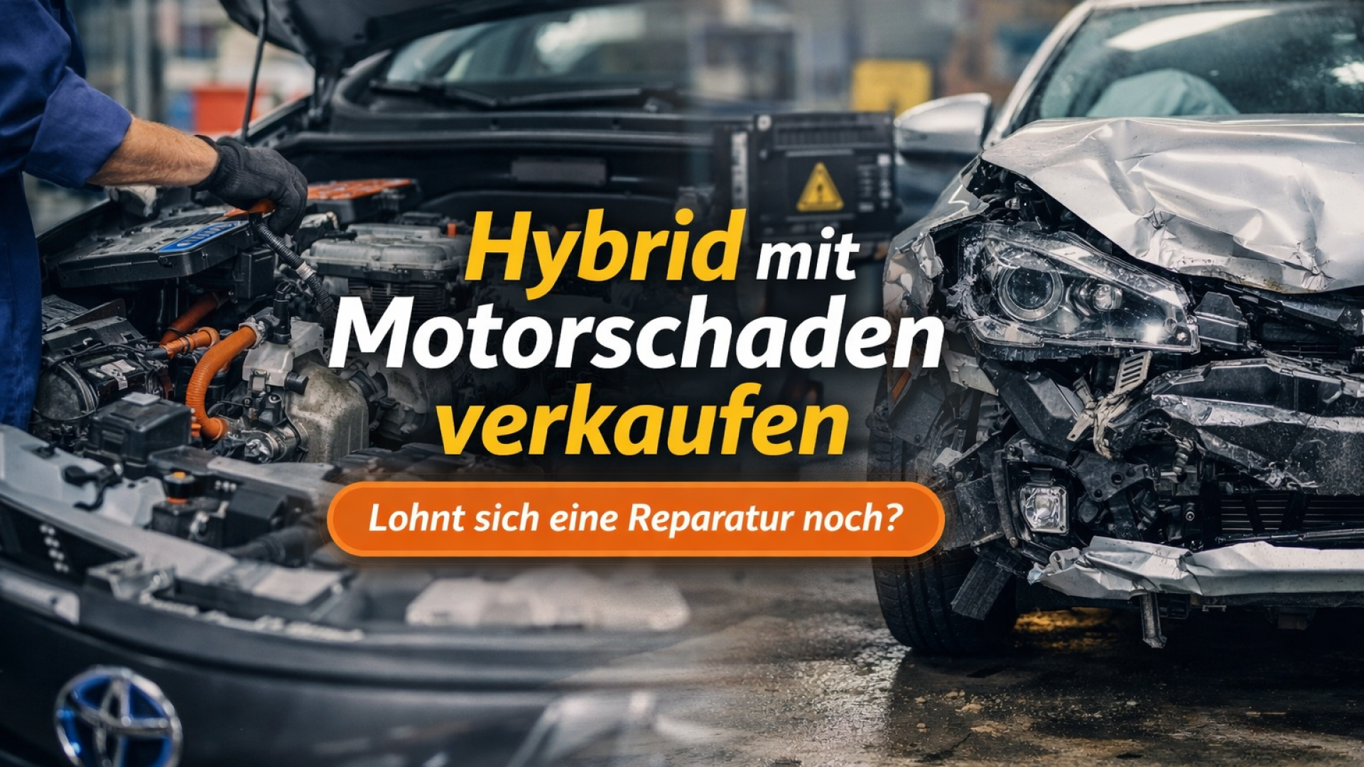 Hybridauto mit Motorschaden in der Werkstatt – Reparatur oder Verkauf als wirtschaftliche Alternative.