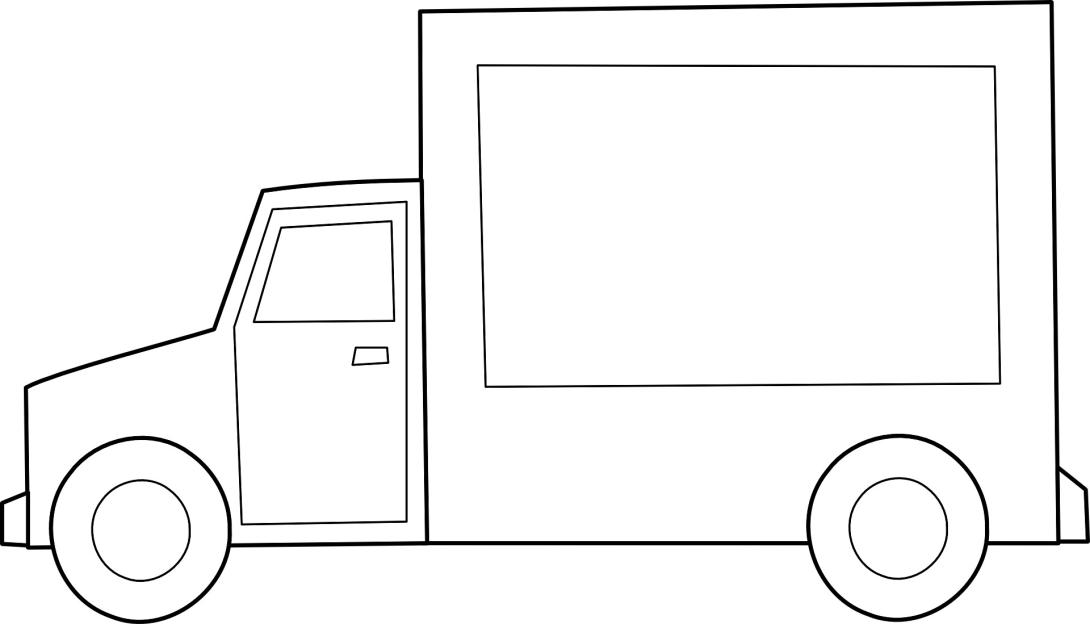 Ein schwarz-weißer Transporter ab 3,5 t in Form eines Kastenwagens. Ideal für Handwerker.