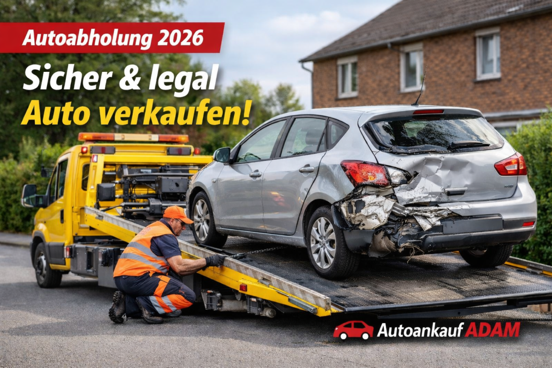 Abholung eines beschädigten Autos durch Abschleppdienst – sichere und legale Autoabholung 2026 durch Autoankauf ADAM.
